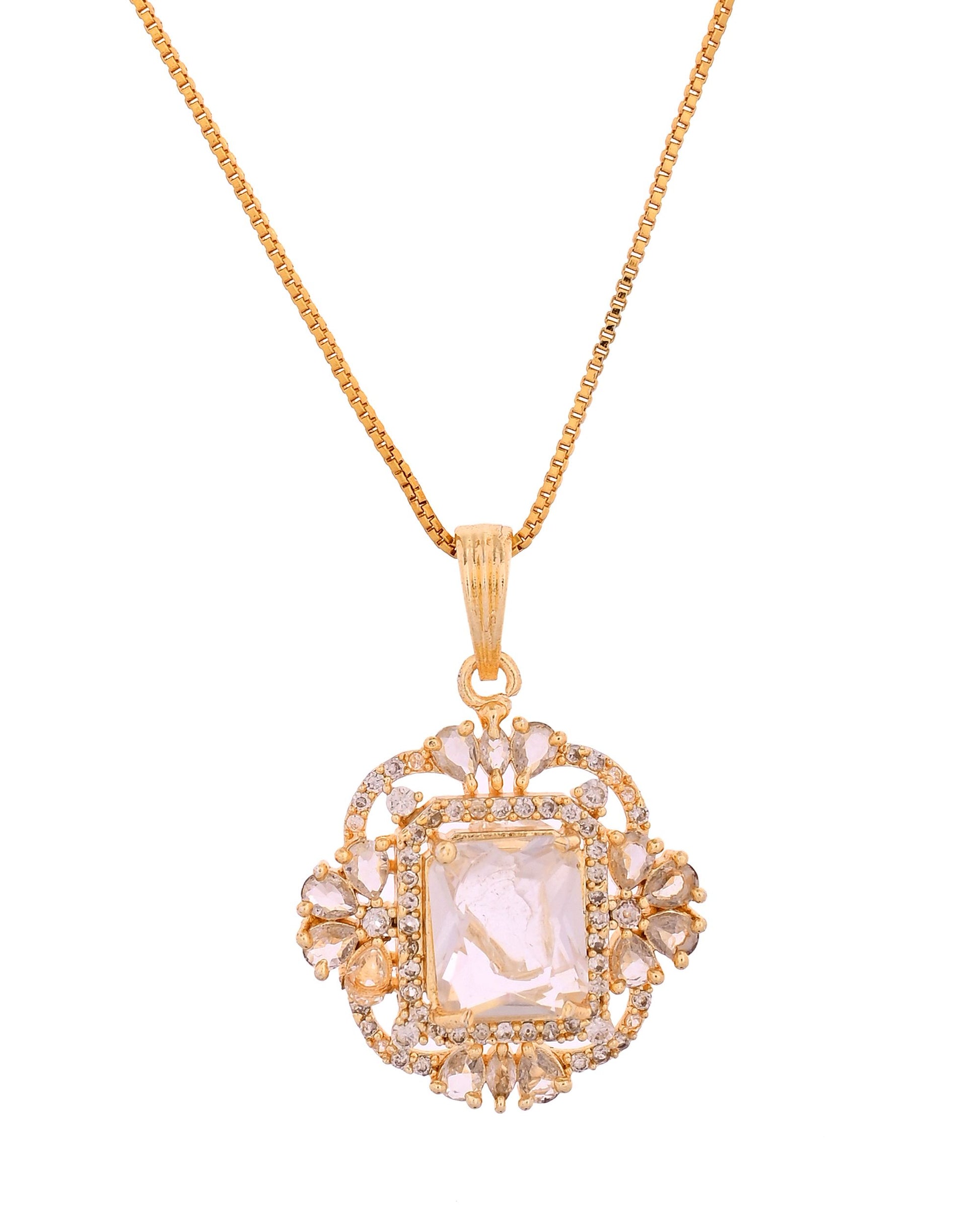 VOJ Gold Toned Rectangular Shaped Ad Chain Set - Dista