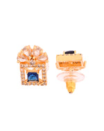 Thumbnail for VOJ Gold Plated Blue Square Shaped Stone Studded Ad Chain Set - Dista