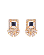Thumbnail for VOJ Gold Plated Blue Square Shaped Stone Studded Ad Chain Set - Dista