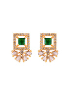 Thumbnail for VOJ Gold Plated Green Square Shaped Stone Studded Ad Chain Set - Dista