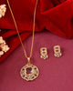VOJ Gold Plated Rectangular Shaped Cz Stone Studded Chain Set - Dista