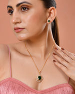 Thumbnail for VOJ Gold Toned Green Rectangular Shaped Cz Chain Set