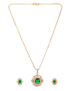 Thumbnail for VOJ Gold Toned Green Rectangular Shaped Cz Chain Set