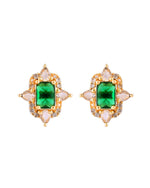 Thumbnail for VOJ Gold Toned Green Rectangular Shaped Cz Chain Set