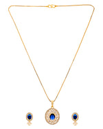 Thumbnail for VOJ Gold Plated Blue Oval Shaped Cz Chain Set - Dista