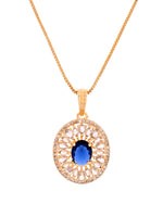 Thumbnail for VOJ Gold Plated Blue Oval Shaped Cz Chain Set - Dista