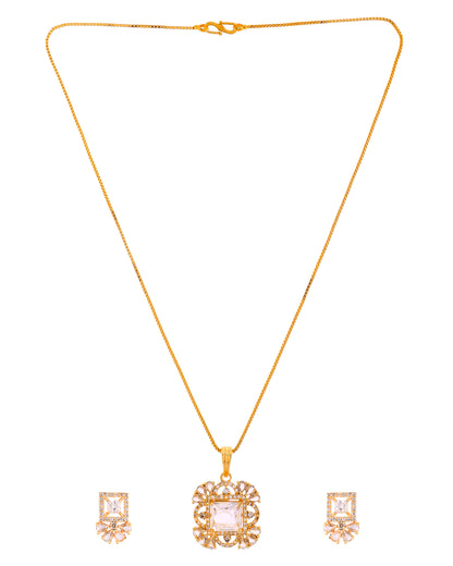 VOJ Gold Tone Square Shaped Cz Chain Set - Dista