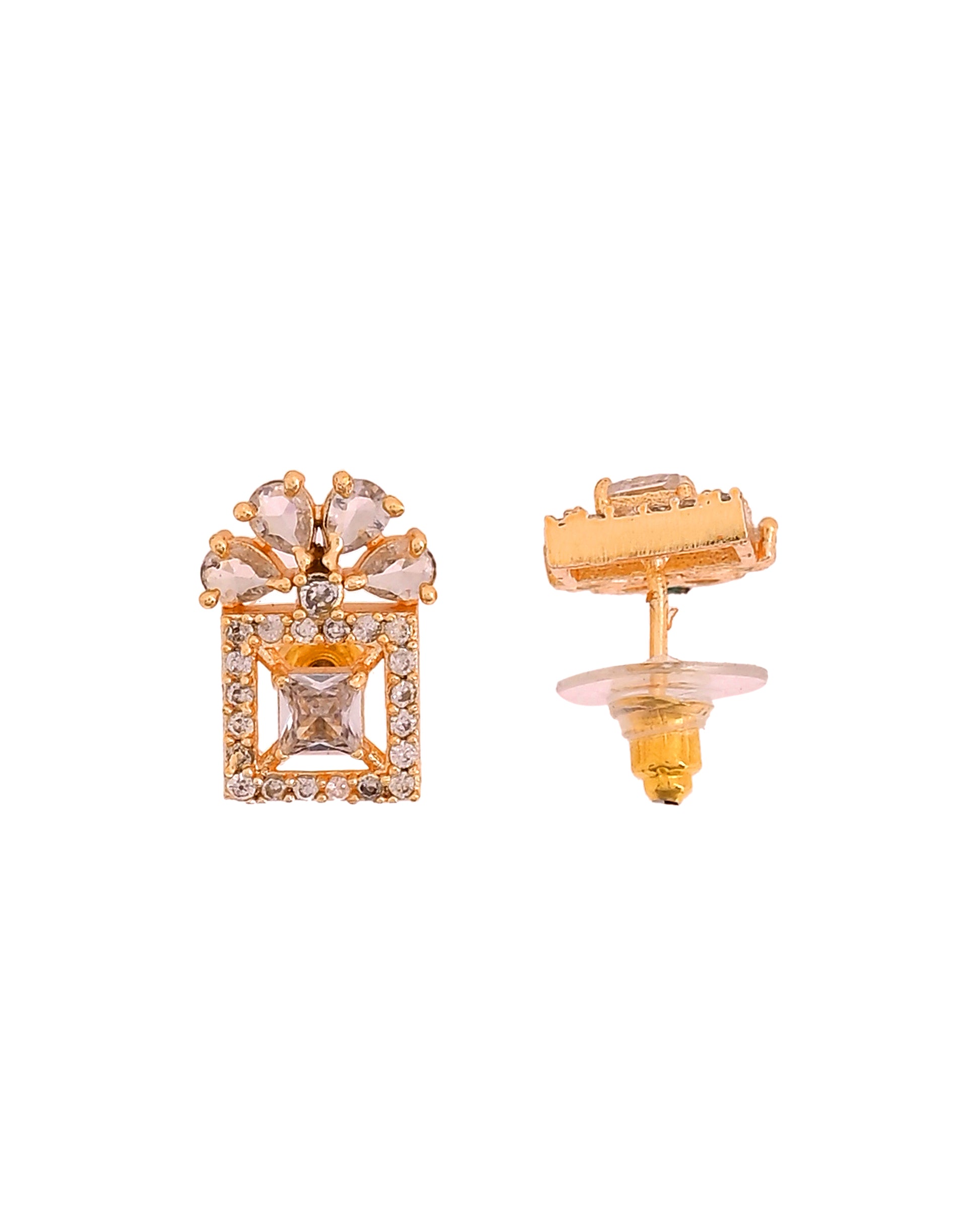 VOJ Gold Tone Square Shaped Cz Chain Set - Dista