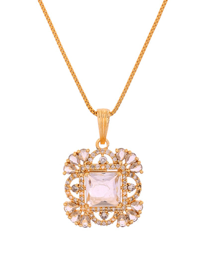 VOJ Gold Tone Square Shaped Cz Chain Set - Dista