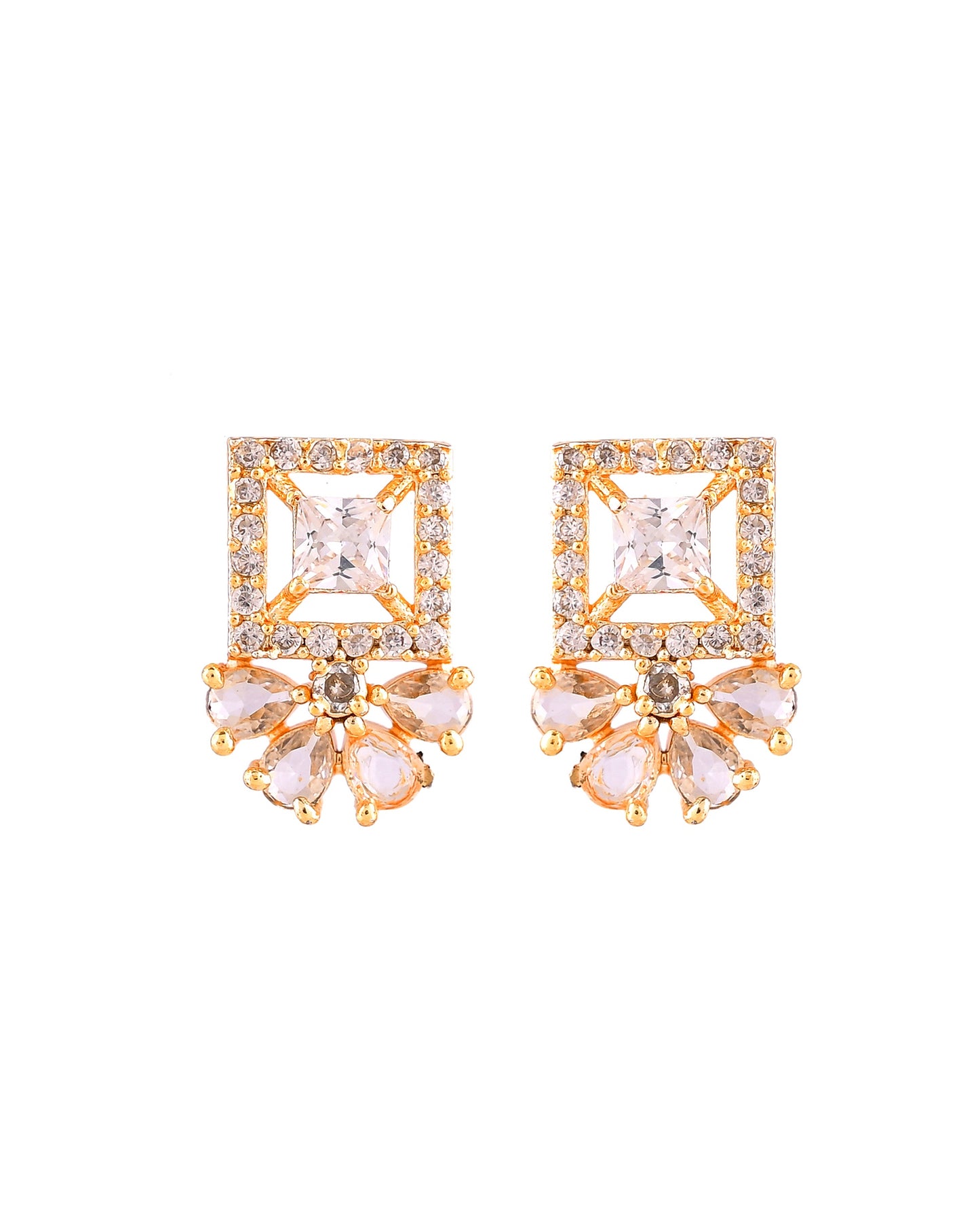 VOJ Gold Tone Square Shaped Cz Chain Set - Dista