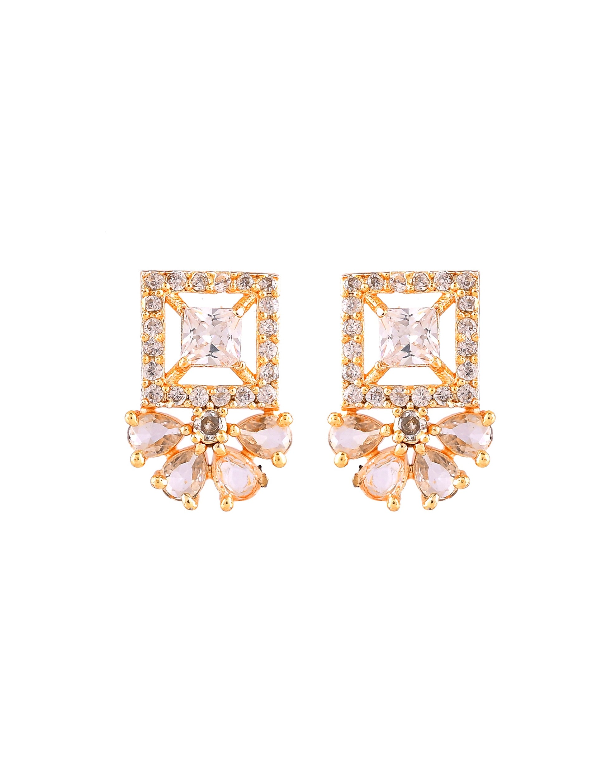 VOJ Gold Tone Square Shaped Cz Chain Set - Dista