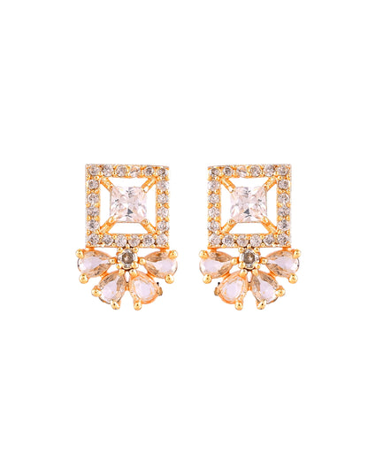 VOJ Gold Tone Square Shaped Cz Chain Set - Dista