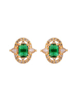 Thumbnail for VOJ Gold Toned Green Rectangular Shaped Cz Chain Set