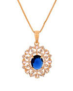 Thumbnail for VOJ Gold Plated Circulare Blue Cz Stone Studded Chain Set - Dista