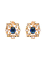 Thumbnail for VOJ Gold Plated Circulare Blue Cz Stone Studded Chain Set - Dista