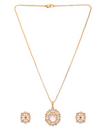 Thumbnail for VOJ Gold Toned Circular Shaped Designer Cz Stone Studded Chain Set - Dista
