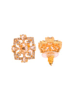 Thumbnail for VOJ Gold Toned Circular Shaped Designer Cz Stone Studded Chain Set - Dista