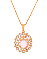 Thumbnail for VOJ Gold Toned Circular Shaped Designer Cz Stone Studded Chain Set - Dista