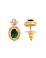 Thumbnail for VOJ Gold Plated Green Oval Shaped Ad Stone Studded Chain Set - Dista