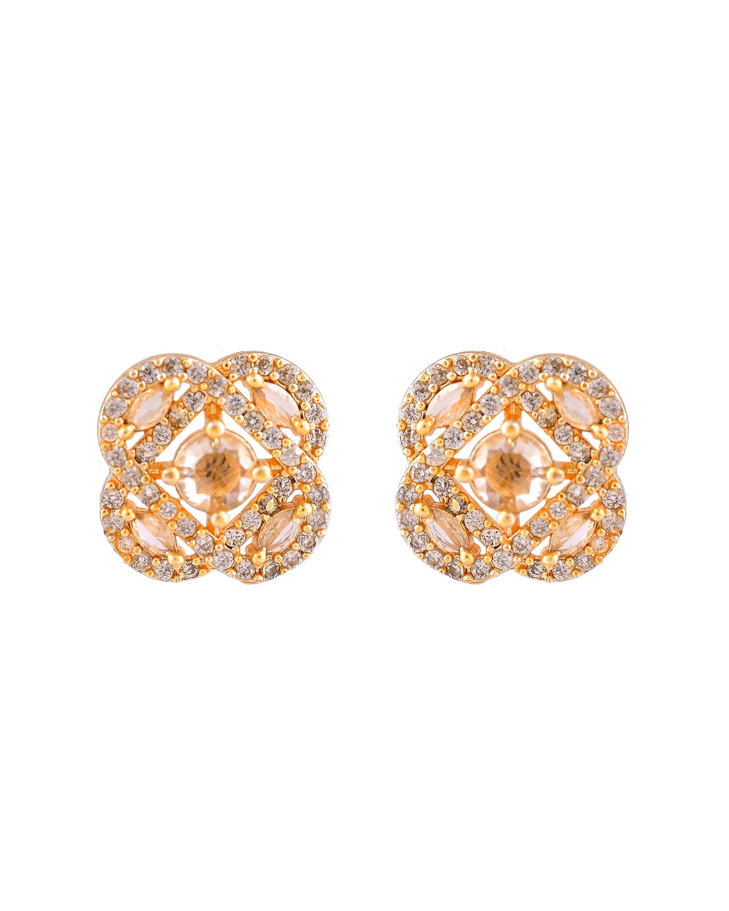 VOJ Gold Plated Circular Ad Stone Studded Chain Set - Dista