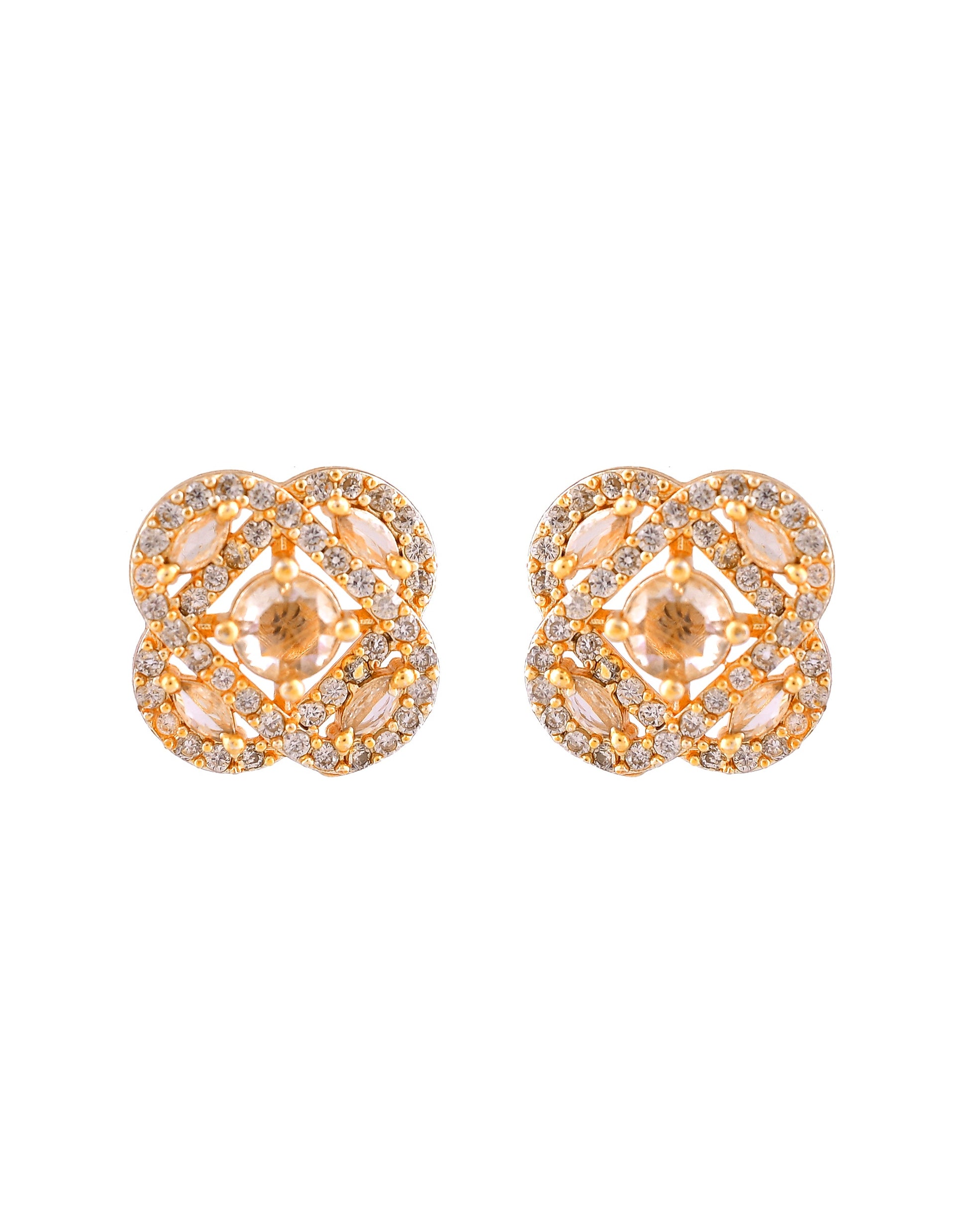 VOJ Gold Plated Circular Ad Stone Studded Chain Set - Dista