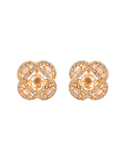 VOJ Gold Plated Circular Ad Stone Studded Chain Set - Dista