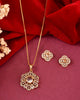 VOJ Gold Plated Circular Ad Stone Studded Chain Set - Dista