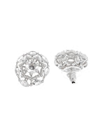 Thumbnail for VOJ Silver Plated Circular Stone Studded Floral Shaped Ad Chain Set - Dista