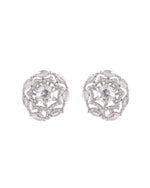 Thumbnail for VOJ Silver Plated Circular Stone Studded Floral Shaped Ad Chain Set - Dista
