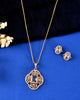 VOJ Gold Toned Rectangular Stone Studded Cz Chain Set - Dista