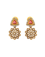 Thumbnail for VOJ Gold Tone Floral With Ruby Red Stone Ad Necklace Set - Dista