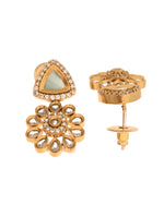 Thumbnail for VOJ Gold Tone Floral With Teal Green Stone Ad Necklace Set
