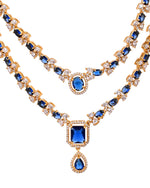 Thumbnail for VOJ Gold Plated Dual Layer Blue Stone Studded Jewellery Set - Dista