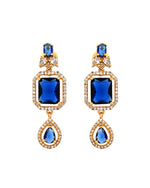 Thumbnail for VOJ Gold Plated Dual Layer Blue Stone Studded Jewellery Set - Dista