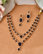 Thumbnail for VOJ Gold Plated Dual Layer Blue Stone Studded Jewellery Set - Dista