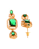 Thumbnail for VOJ Gold Plated Dual Layer Green Stone Studded Jewellery Set - Dista