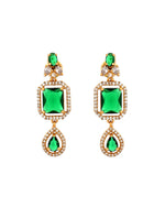 Thumbnail for VOJ Gold Plated Dual Layer Green Stone Studded Jewellery Set - Dista