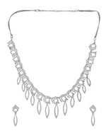 Thumbnail for VOJ Silver Plated Ad Studded Square And Leaf Shaped Necklace Set