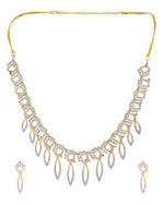 Thumbnail for VOJ Gold Plated Ad Studded Square And Leaf Shaped Necklace Set - Dista