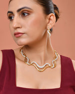 Thumbnail for VOJ Gold Plated Waved Design Elegant Ad Jewellery Set - Dista