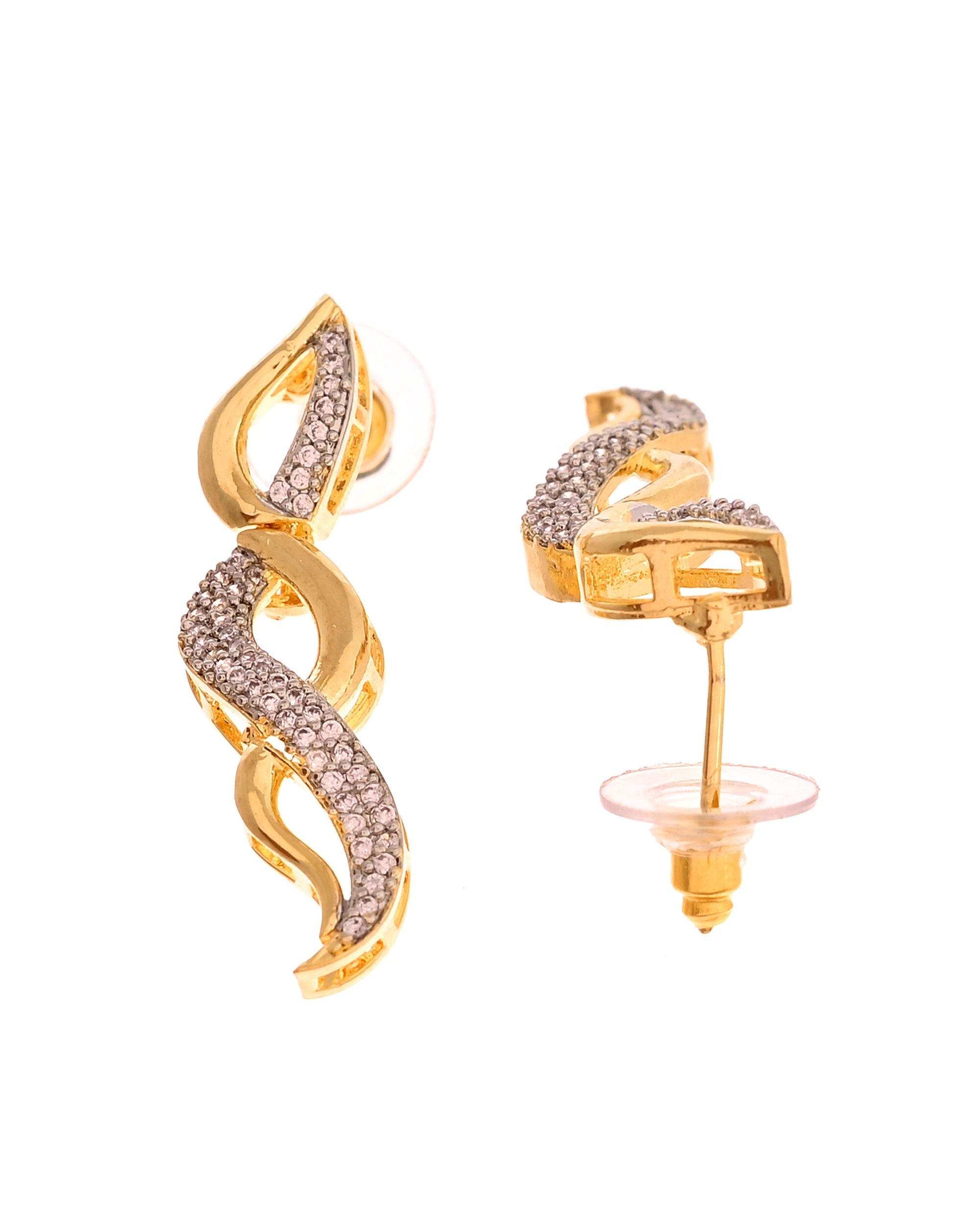 VOJ Gold Plated Waved Design Elegant Ad Jewellery Set - Dista