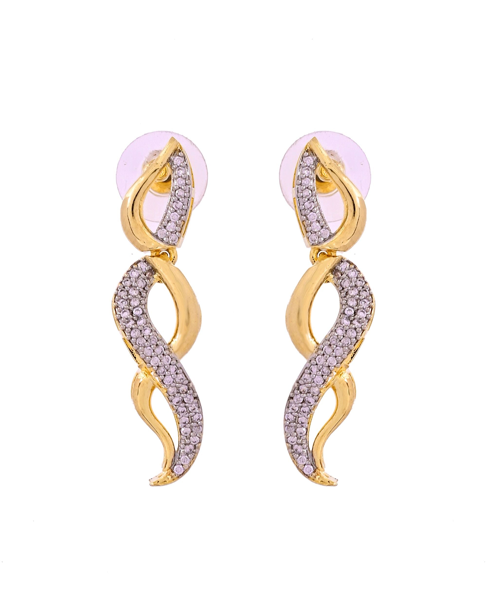 VOJ Gold Plated Waved Design Elegant Ad Jewellery Set - Dista