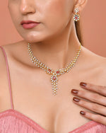 Thumbnail for VOJ Gold Plated Lead Designed With Ruby Red Stone Ad Jewellery Set