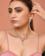 Thumbnail for VOJ Gold Plated Lead Designed With Ruby Red Stone Ad Jewellery Set