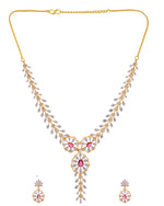 Thumbnail for VOJ Gold Plated Lead Designed With Ruby Red Stone Ad Jewellery Set
