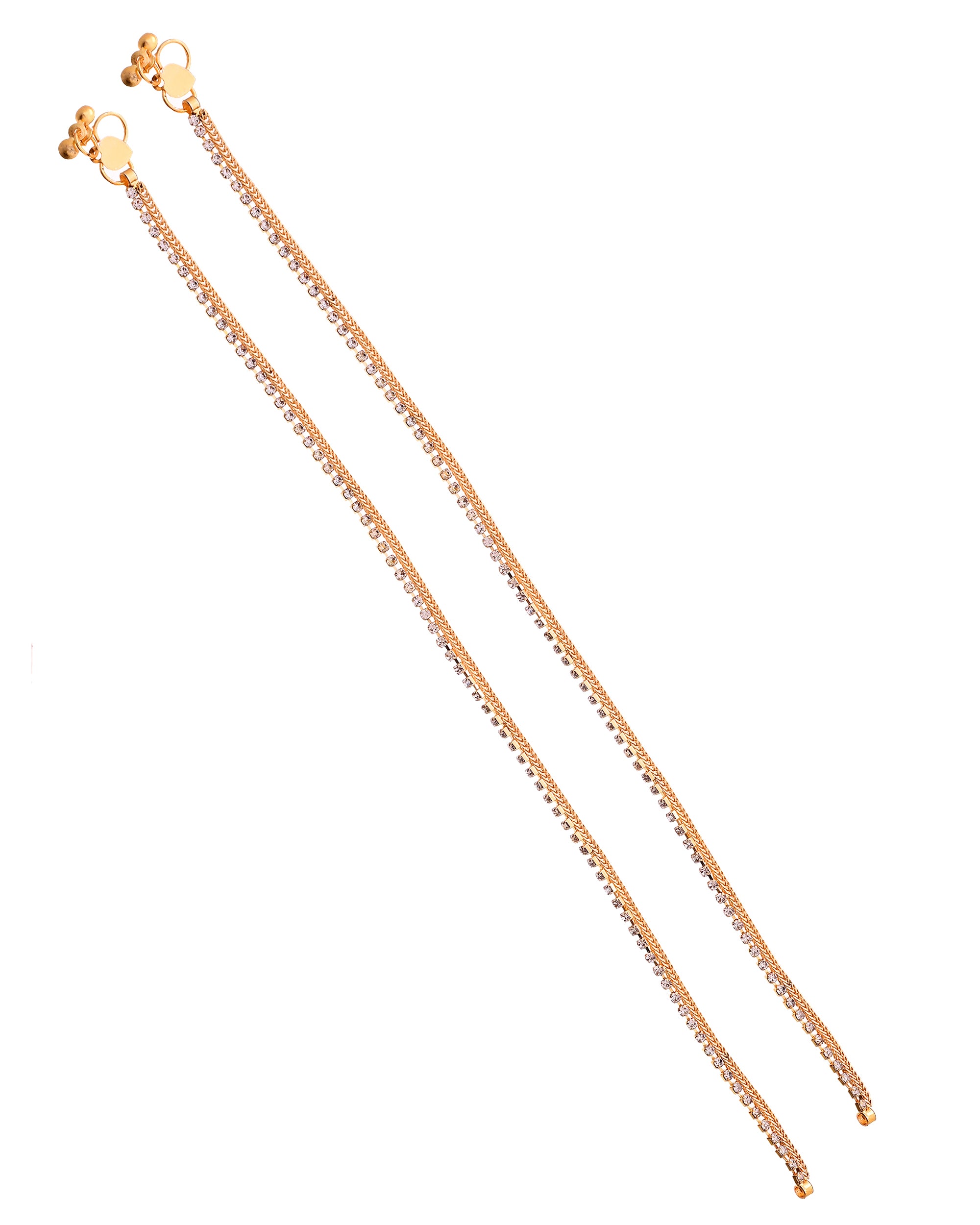 VOJ Set Of 2 Gold Plated Stone Studded Anklet - Dista