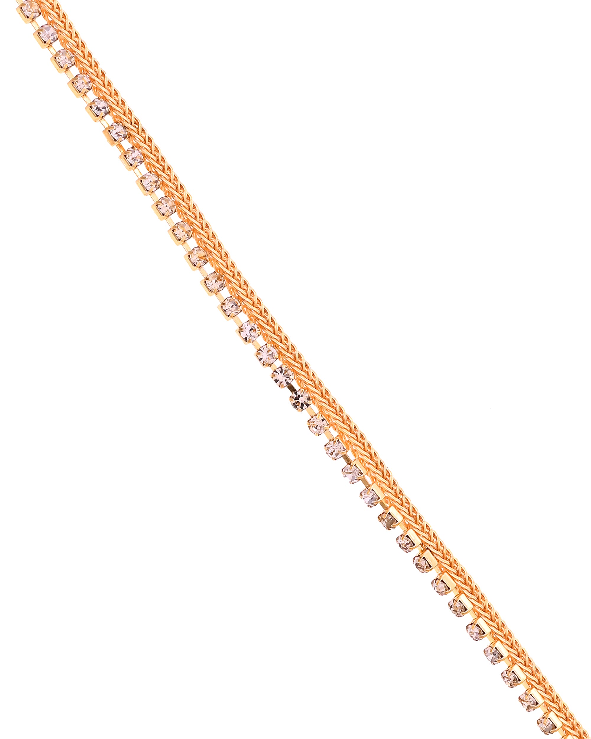 VOJ Set Of 2 Gold Plated Stone Studded Anklet - Dista