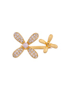 Thumbnail for VOJ Gold Toned Floral Designed Adjustable Ring With Ad Stones - Dista