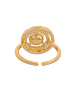 Thumbnail for VOJ Gold Plated Pearl Studded Ring With Ad Stones - Dista