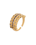 Thumbnail for VOJ Gold Plated Ad Stone Studded Heart Designed Adjustable Ring